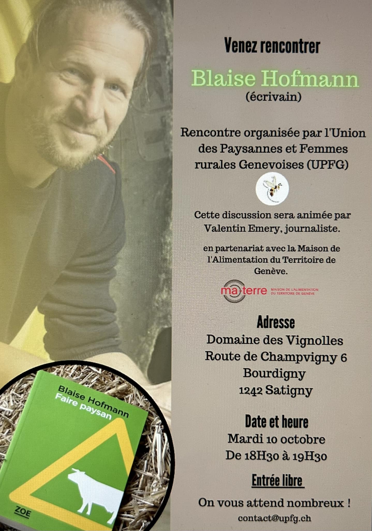 Rencontre et dédicace avec Blaise Hofmann – écrivain